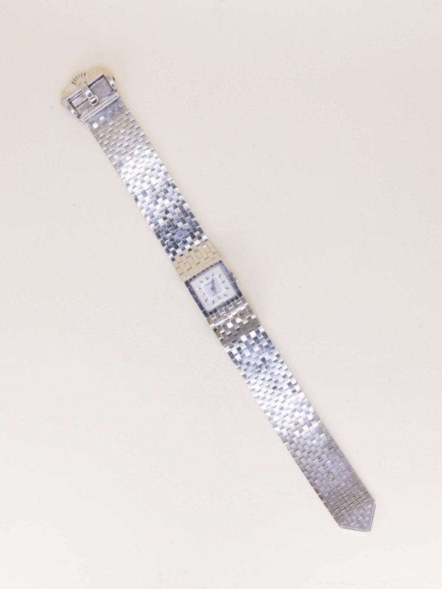 Montre ROLEX vintage Precision 8209 Bracelet ceinture or blanc-photo-4