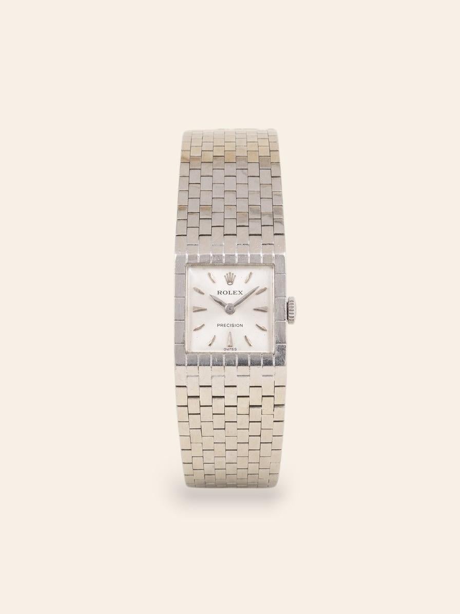 Montre ROLEX vintage Precision 8209 Bracelet ceinture or blanc-photo-6