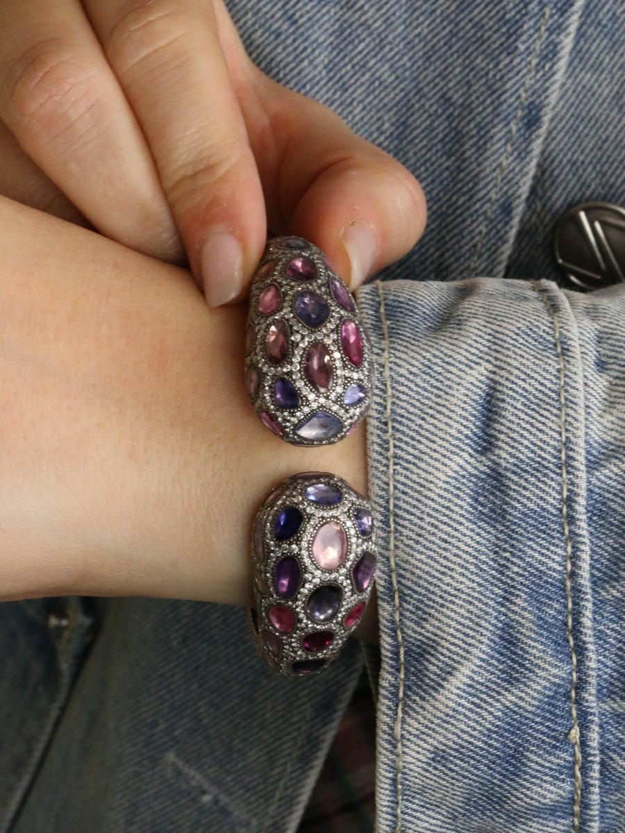 Andre Marcha Sapphire Diamond Bangle Bracelet-photo-2