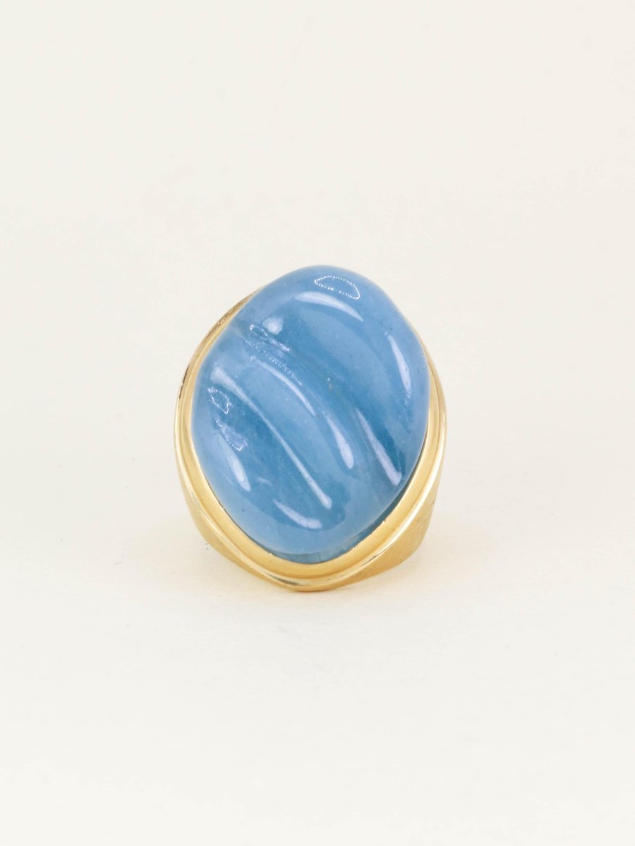 Burle Marx Yellow Gold Aquamarine Cocktail Ring "forma Livre"-photo-3