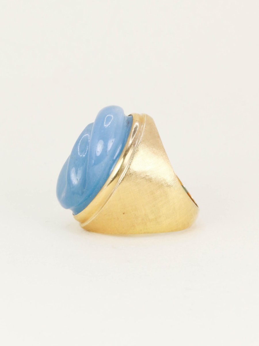 Burle Marx Yellow Gold Aquamarine Cocktail Ring "forma Livre"-photo-4