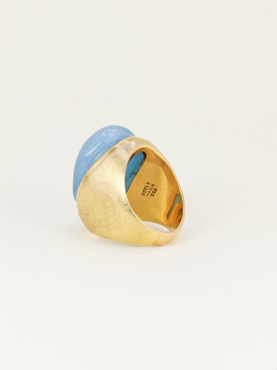 Burle Marx Yellow Gold Aquamarine Cocktail Ring "forma Livre"-photo-1