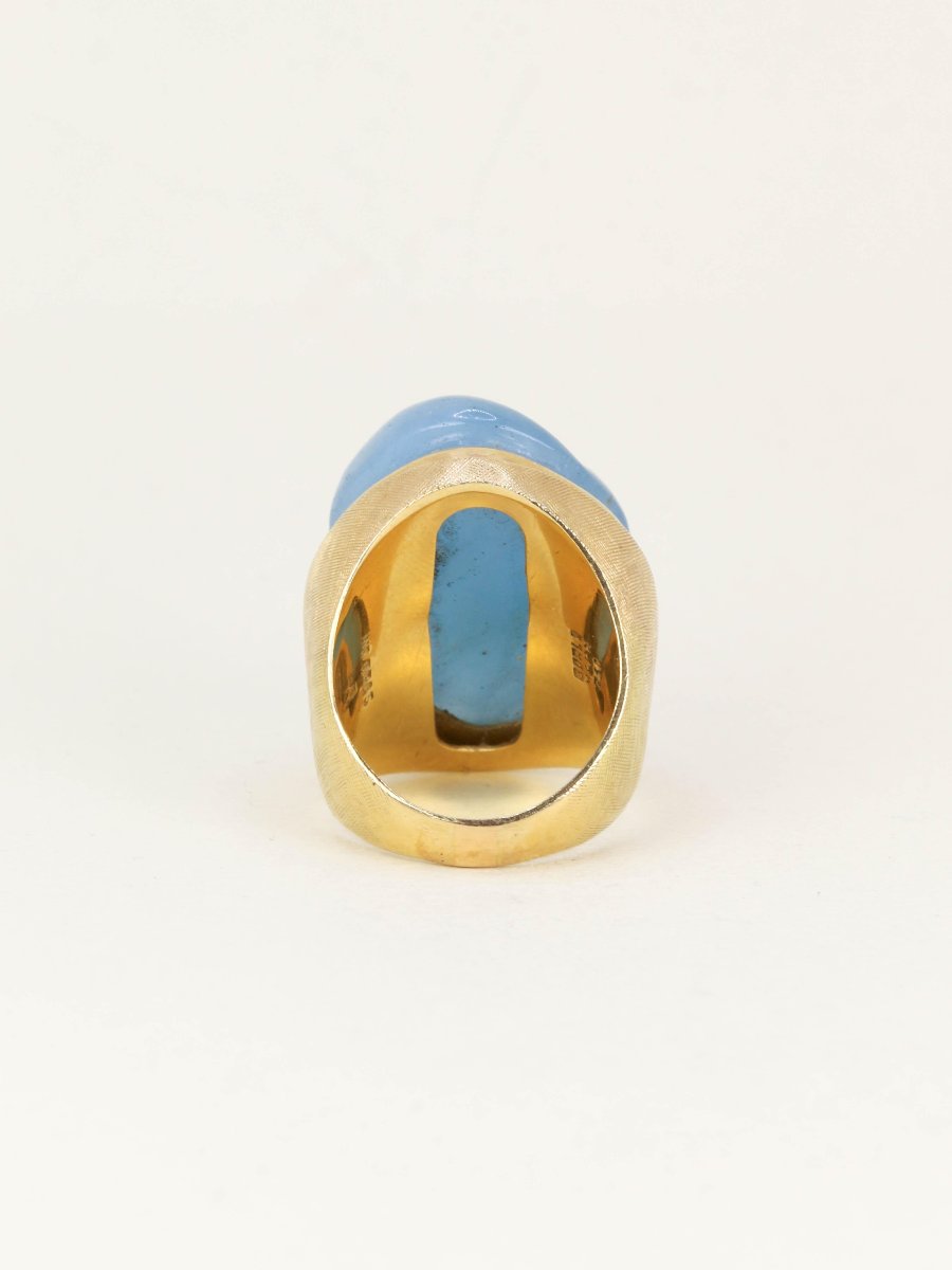 Burle Marx Yellow Gold Aquamarine Cocktail Ring "forma Livre"-photo-2