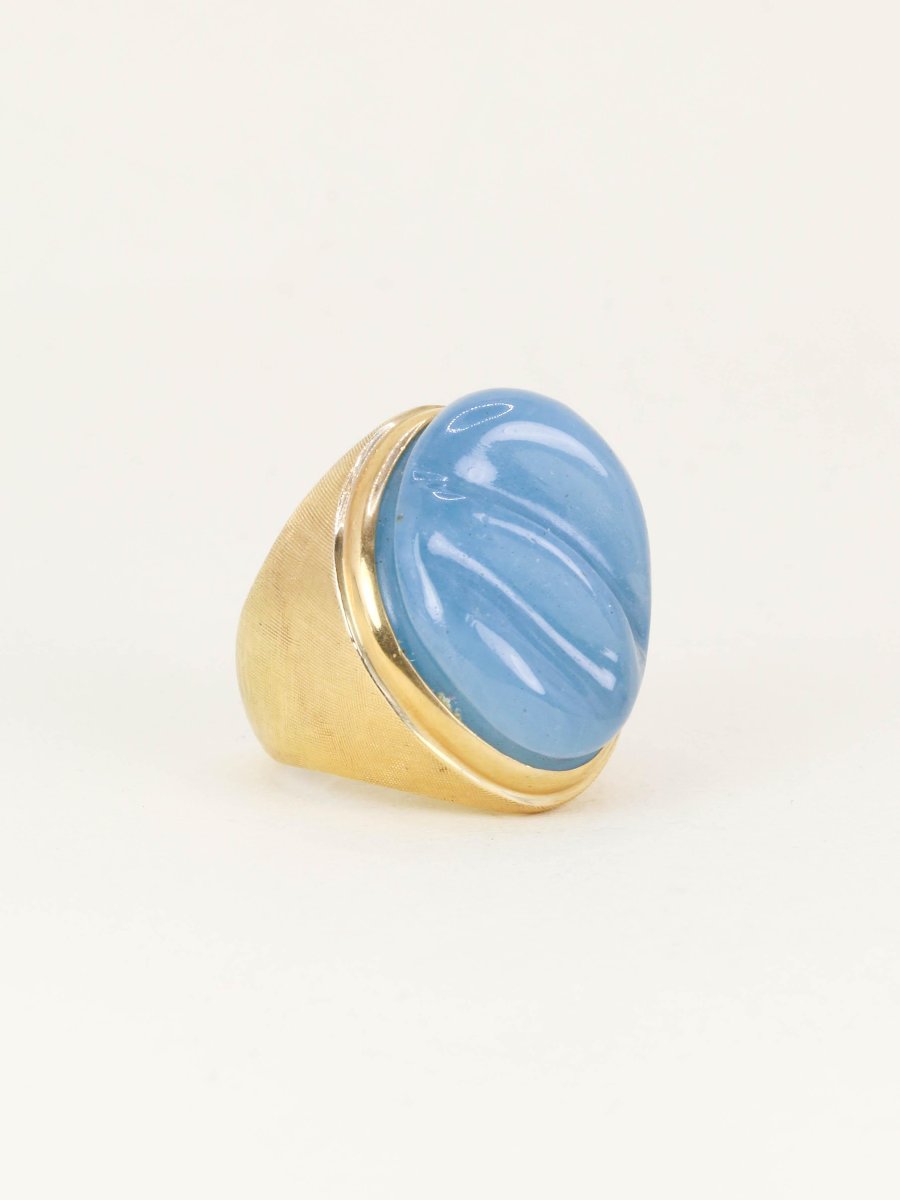 Burle Marx Yellow Gold Aquamarine Cocktail Ring "forma Livre"-photo-5