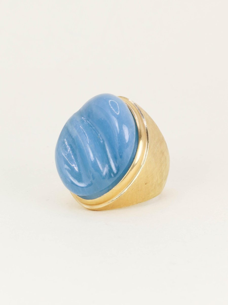 Burle Marx Yellow Gold Aquamarine Cocktail Ring "forma Livre"-photo-6