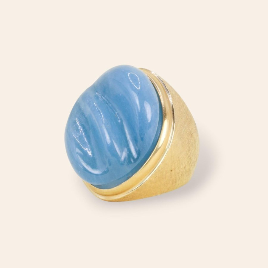 Burle Marx Yellow Gold Aquamarine Cocktail Ring "forma Livre"