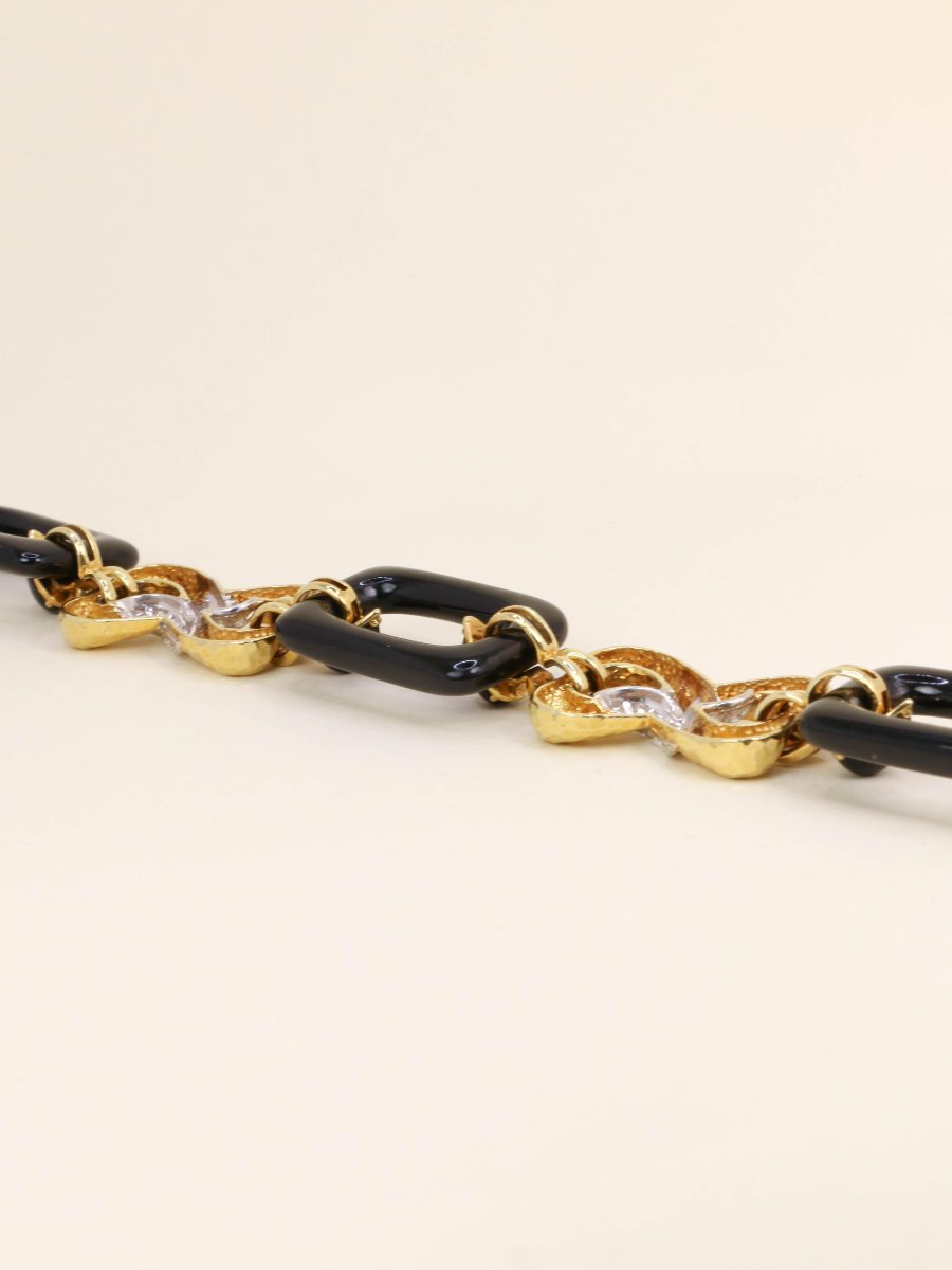Yellow Gold Transformation Necklace With Onyx And Diamonds-photo-2
