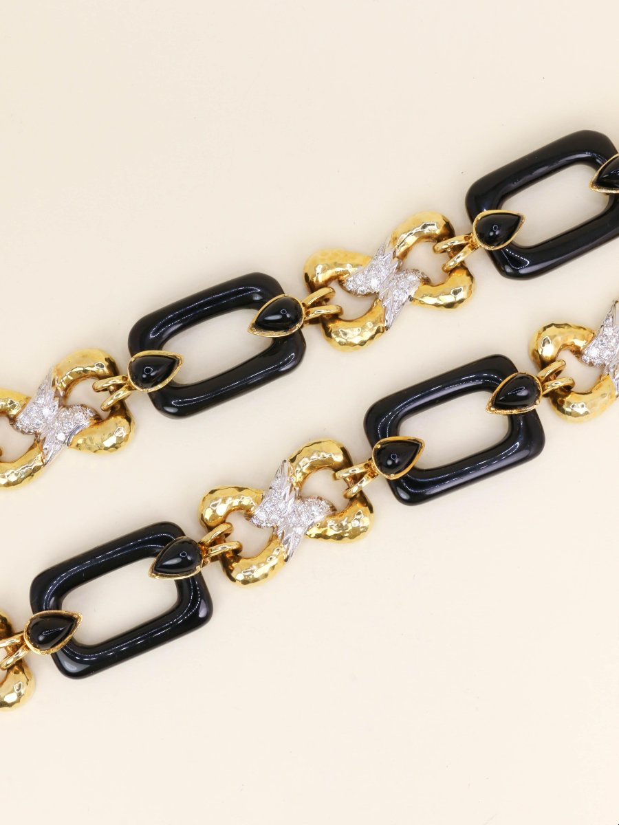 Yellow Gold Transformation Necklace With Onyx And Diamonds-photo-3