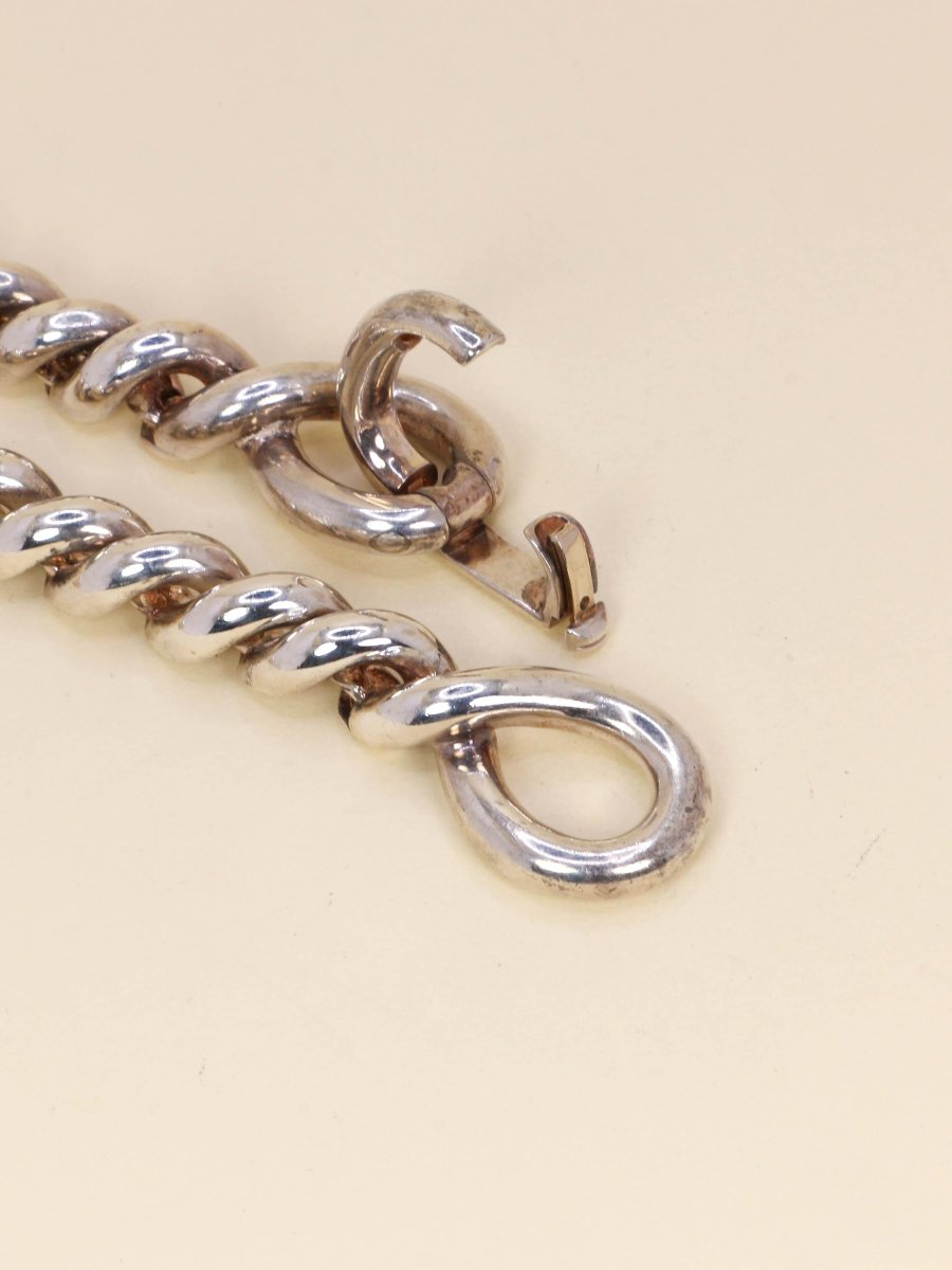 Hermes Vintage Twisted Silver Necklace-photo-4