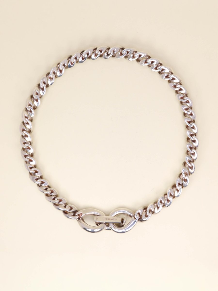 Hermes Vintage Twisted Silver Necklace-photo-3