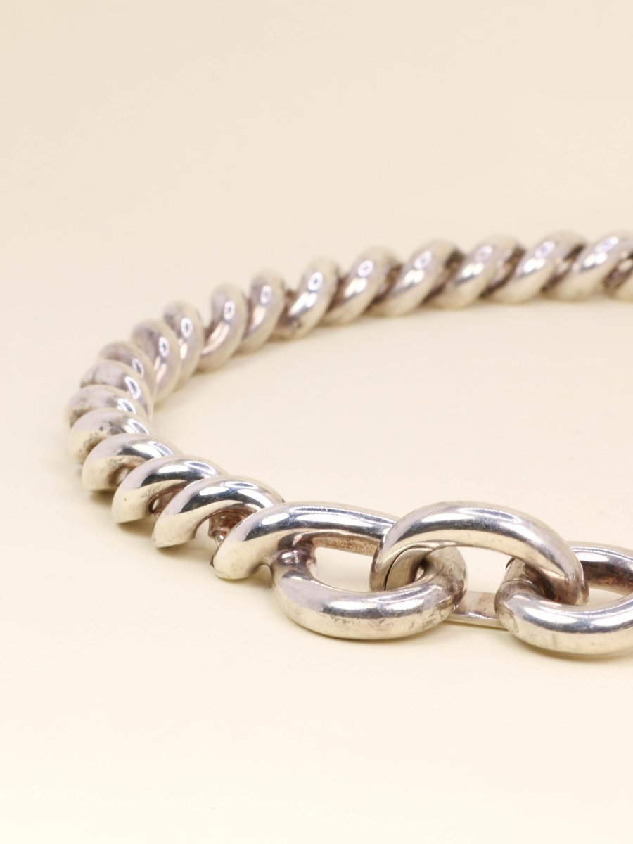 Hermes Vintage Twisted Silver Necklace-photo-4