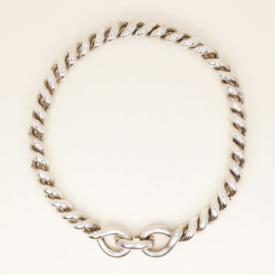 Hermes Vintage Twisted Silver Necklace