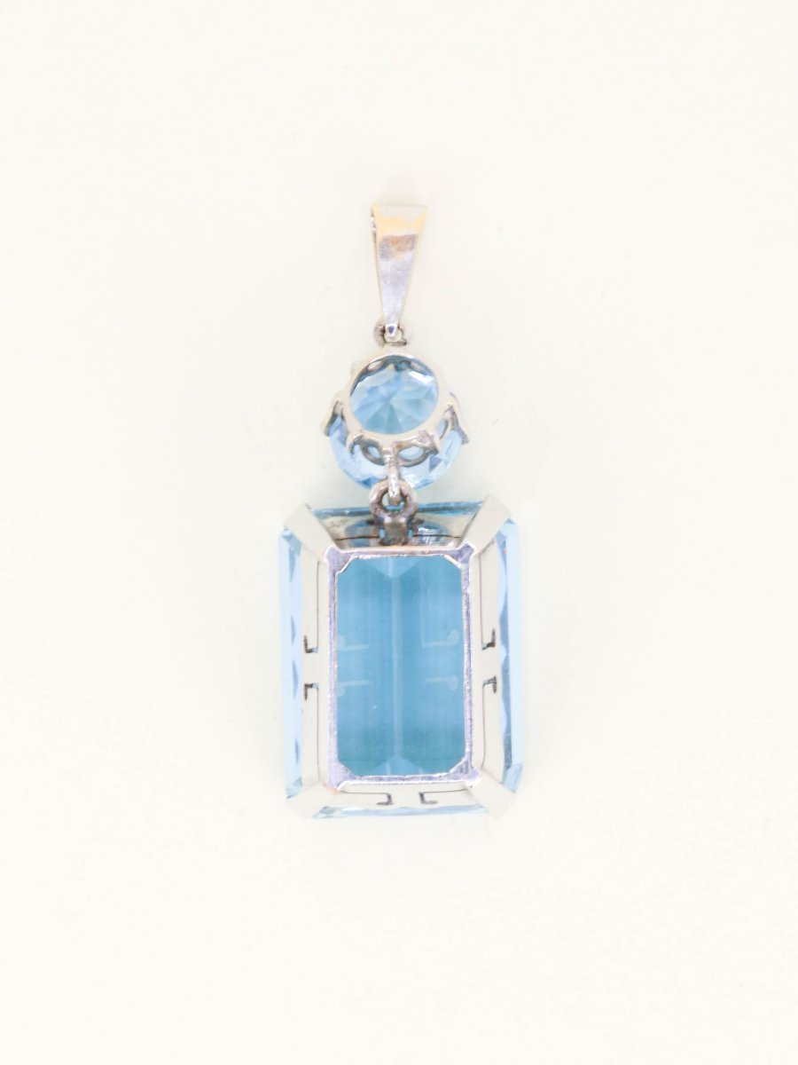 White Gold Aquamarine Pendant 23 Carats-photo-3