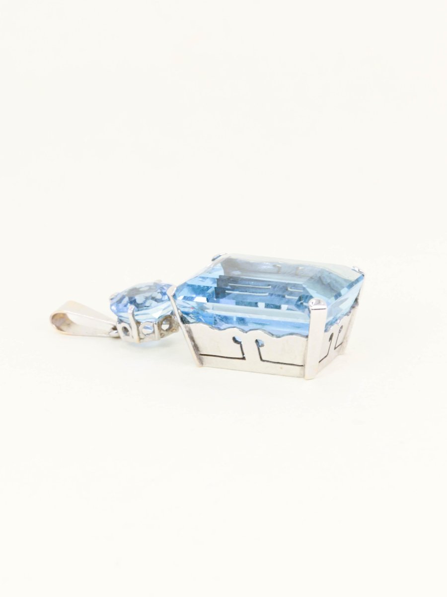 White Gold Aquamarine Pendant 23 Carats-photo-4