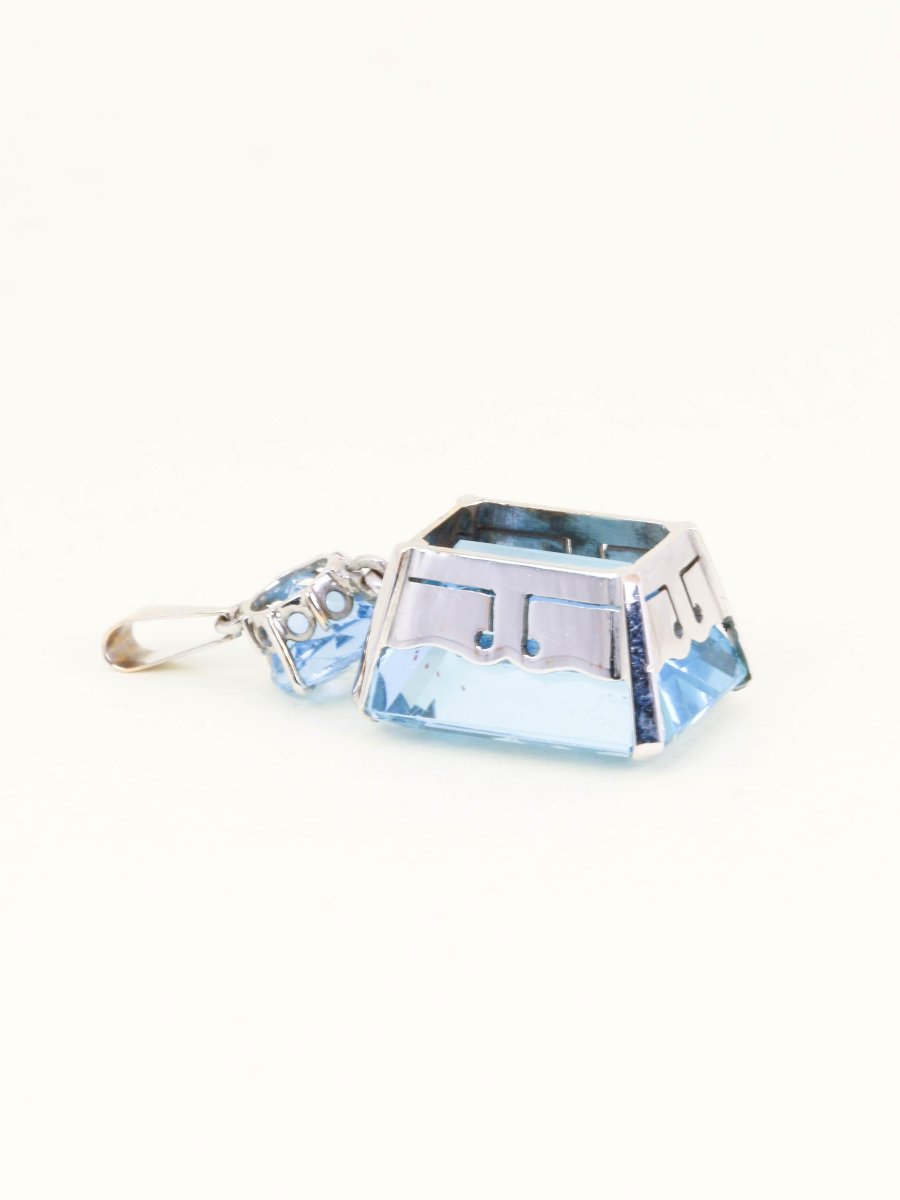 White Gold Aquamarine Pendant 23 Carats-photo-2