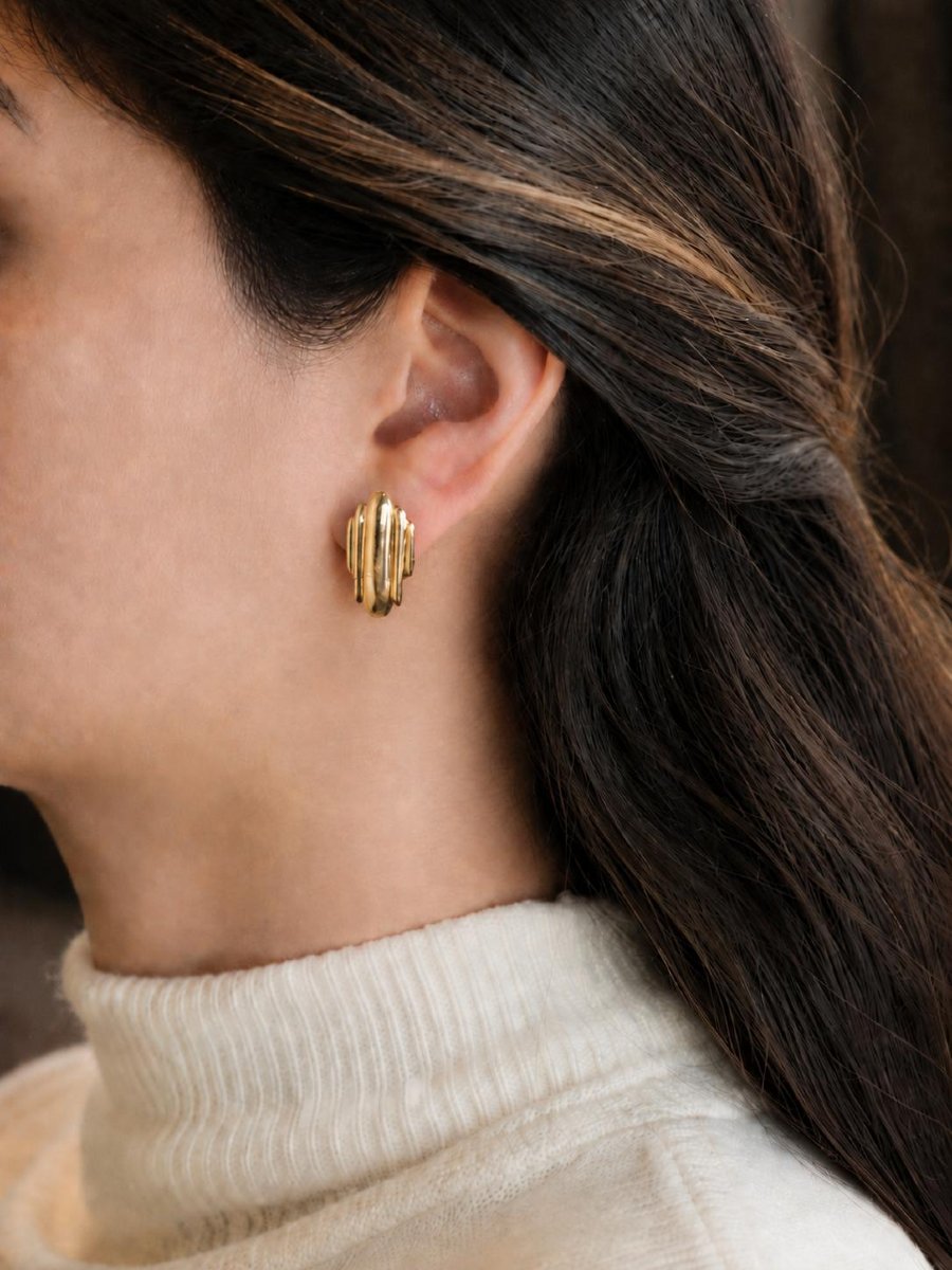 Pair Of Yellow Gold Hanging Creole Earrings-photo-2