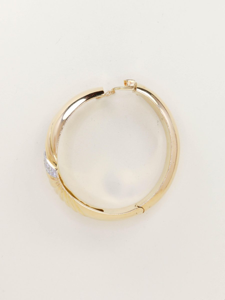 Bracelet jonc coquillage or jaune diamants années 1960-photo-4