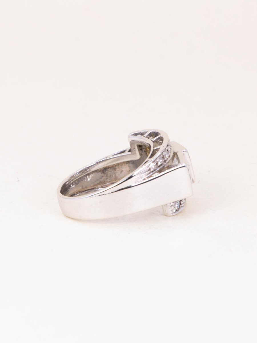 Bague géométrique or blanc diamants-photo-2