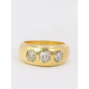 Old Cut Gold And Diamond Bangle Ring