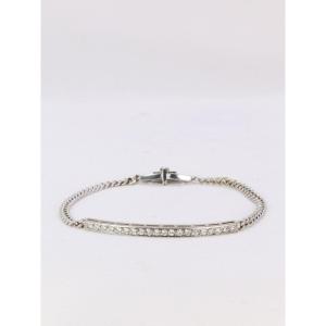 Curb Chain Bracelet In White Gold And Line Of 0.6 Ct Diamonds