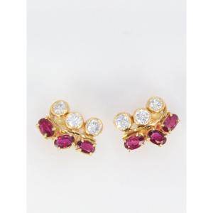 Vintage Earrings In Gold, Diamonds And Garnets