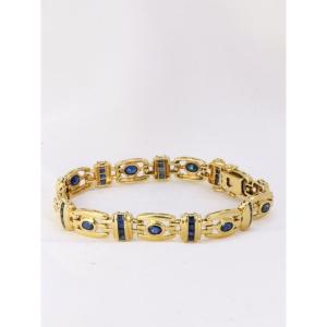 Bracelet In Gold And Oval And Calibrated Sapphires