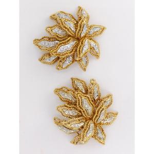 Clips D’oreilles Vintage Fleur En Or Et Diamants