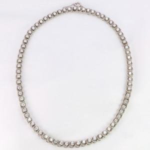 Collier Riviere Diamants Or Blanc Tressé