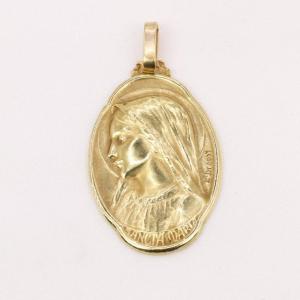 Dropsy Art Nouveau Medal Yellow Gold Virgin Mary