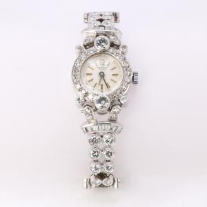 Art Deco Watch In White Gold, Platinum And Diamonds