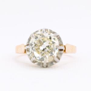Bague solitaire diamant taille ancienne Old Mine Cut 3,07 carats