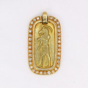 Georges Lenfant Egyptian God Pendant Yellow Gold Diamonds