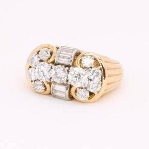 Vintage Gadrooned Yellow Gold Diamond Ring