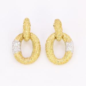 Van Cleef & Arpels  (attributed To) 'chevalerie' Yellow Gold Diamond Earrings