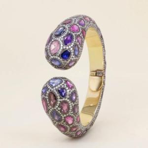 Andre Marcha Sapphire Diamond Bangle Bracelet