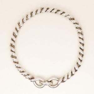 Hermes Vintage Twisted Silver Necklace