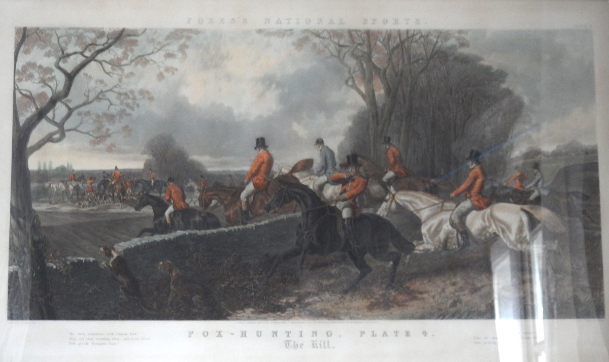 Grande Gravure Sous Verre  / Chasse Aux Renard -photo-3