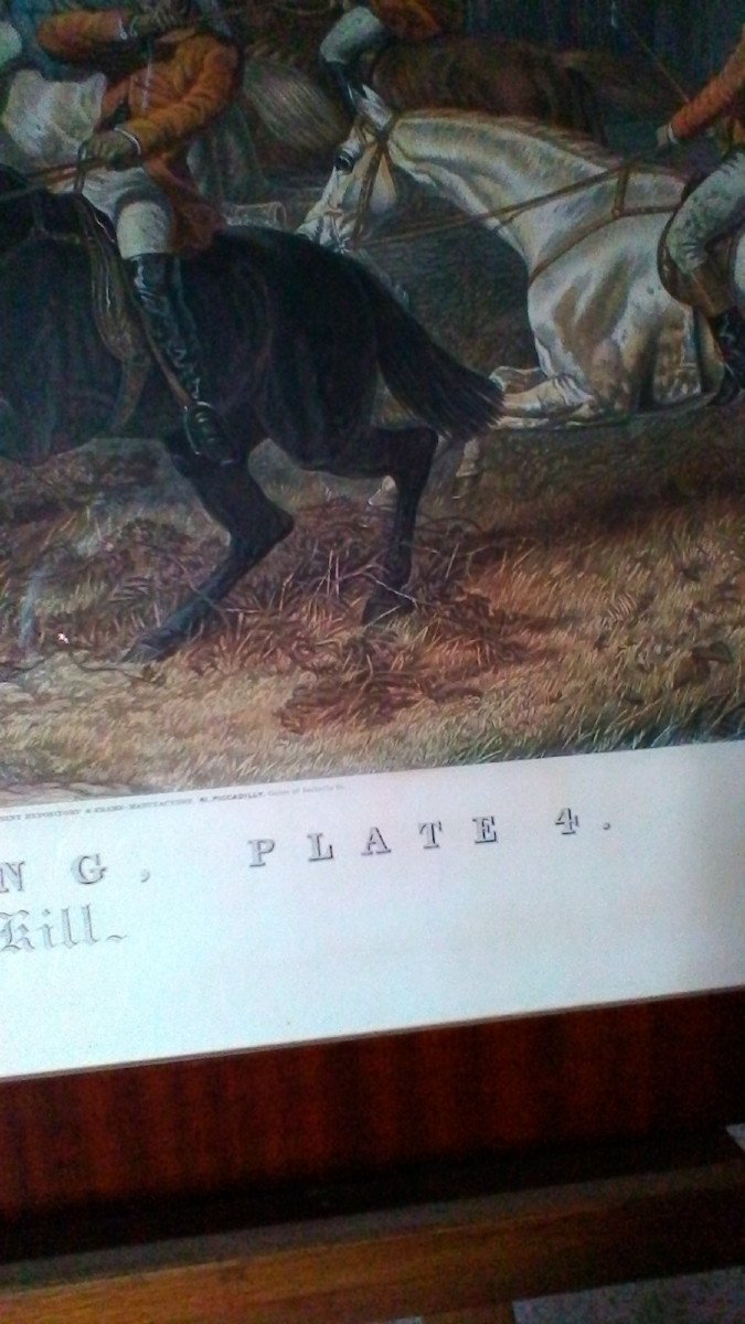 Large Engraving Under Glass / Fox Hunting-photo-4