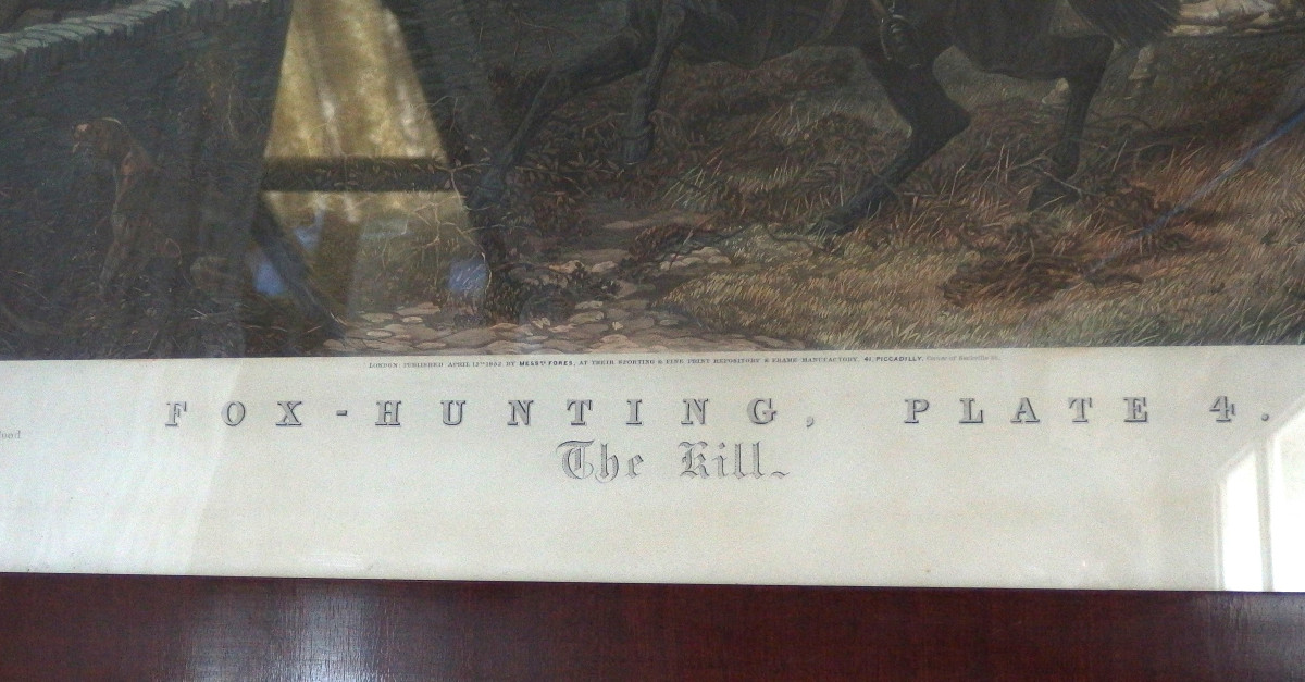Grande Gravure Sous Verre  / Chasse Aux Renard -photo-3
