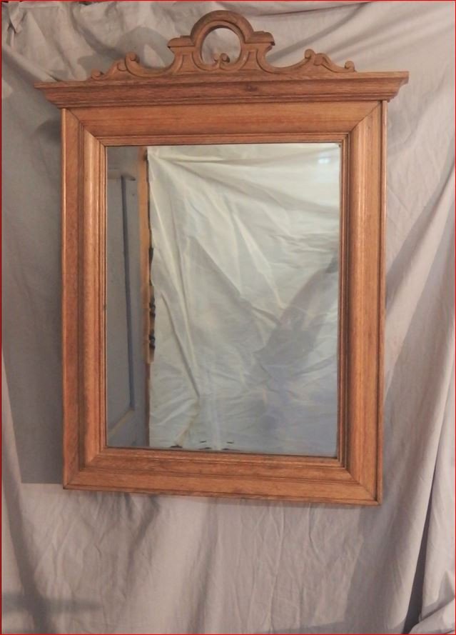 Oak Mirror Early 20th Century.-photo-3