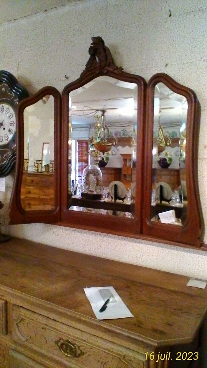 Louis XV Style Beveled Triptych Mirror-photo-2