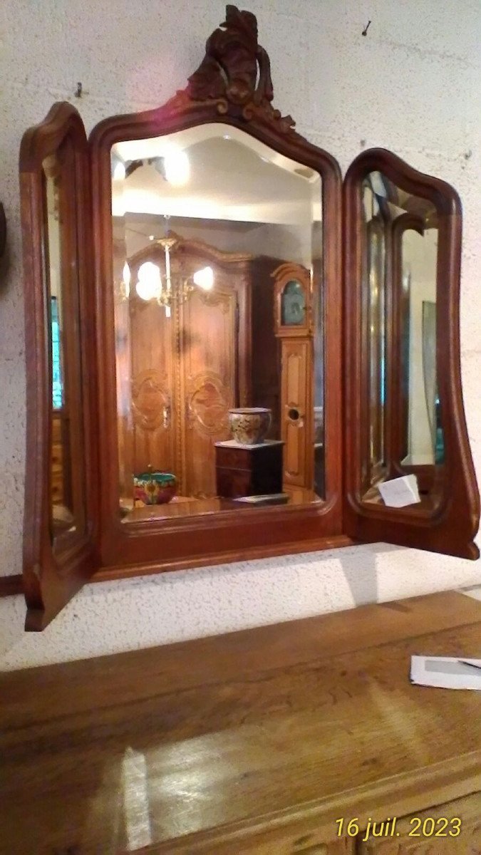 Louis XV Style Beveled Triptych Mirror-photo-3