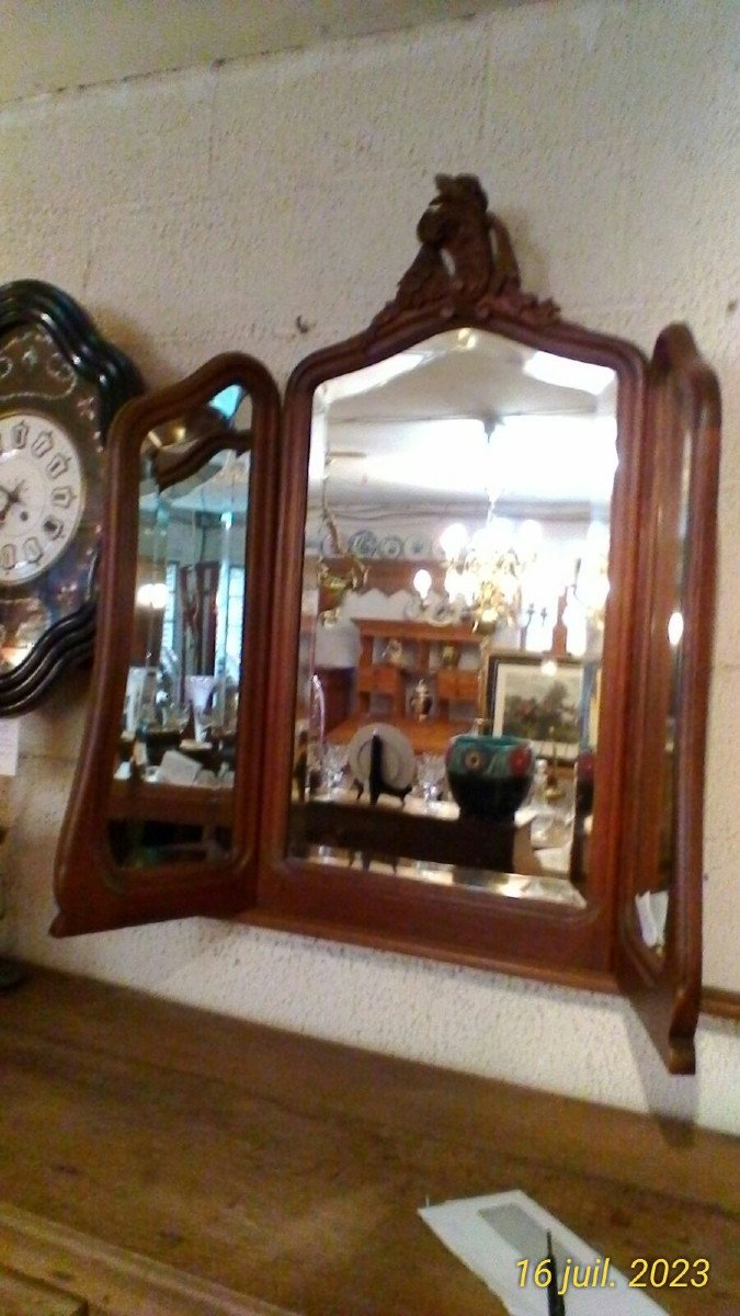 Louis XV Style Beveled Triptych Mirror-photo-4