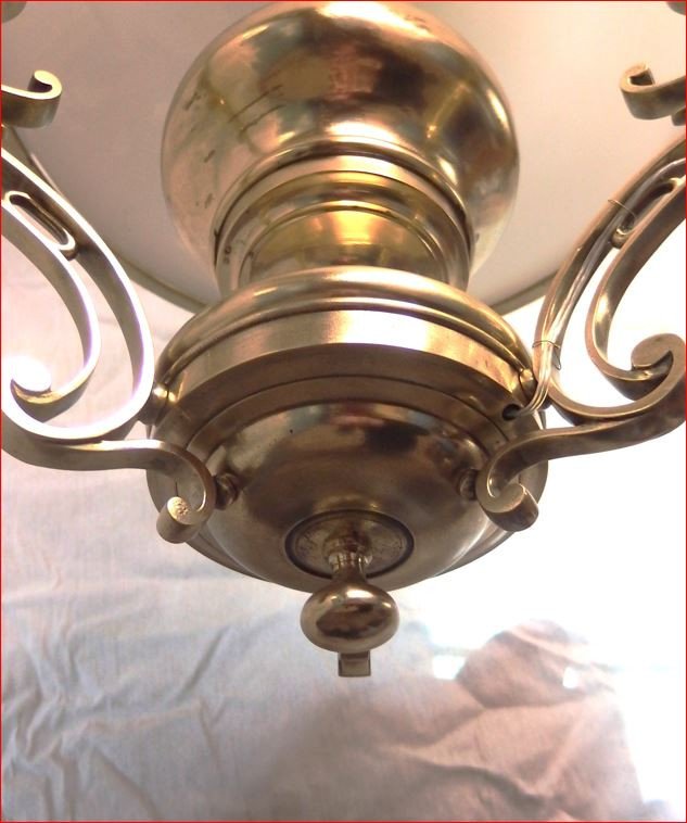 Bronze And Opaline Chandelier Late 19th Century.-photo-5