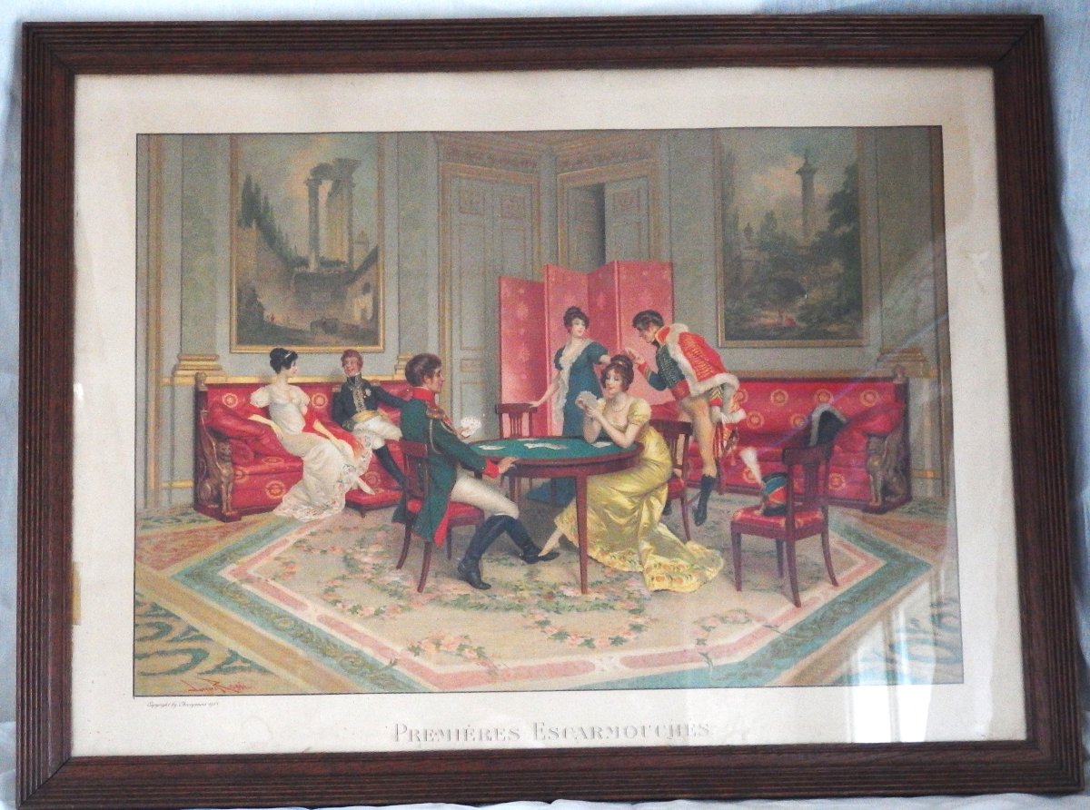 Gravure scéne galante, "les premiéres escarmouches".-photo-2