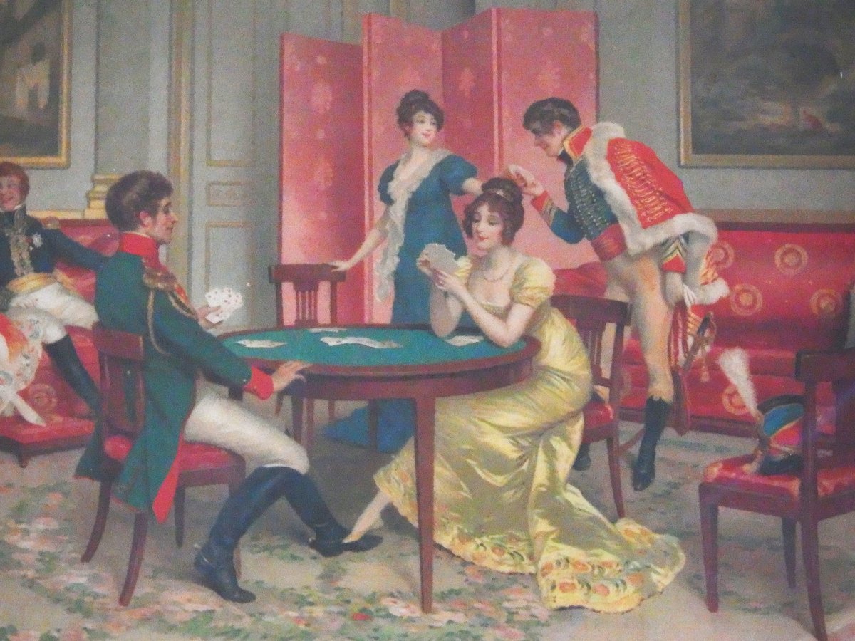 Gravure scéne galante, "les premiéres escarmouches".-photo-3