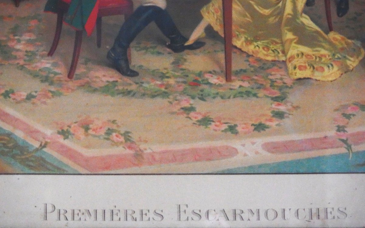 Gravure scéne galante, "les premiéres escarmouches".-photo-4