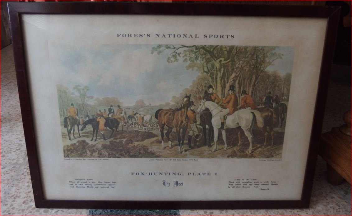 Gravure représentant une scène de chasse à cour.