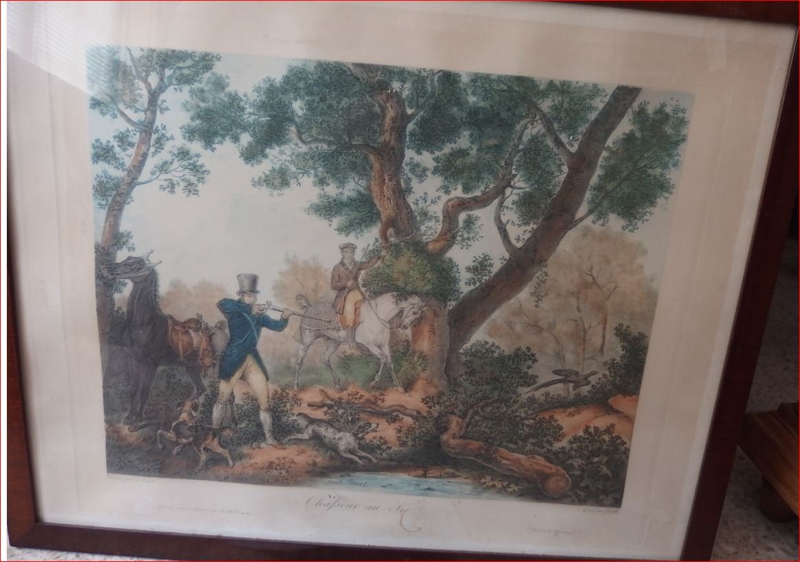Hunter Shooting . Polychrome Lithograph .-photo-2