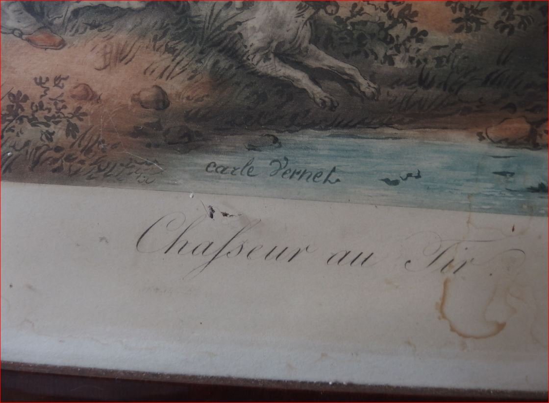 Hunter Shooting . Polychrome Lithograph .-photo-1